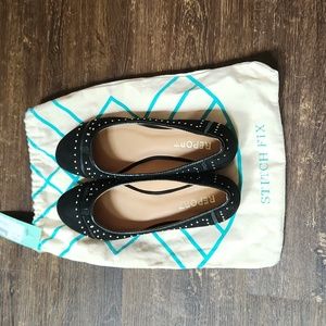 Black with gold studs ballet flats